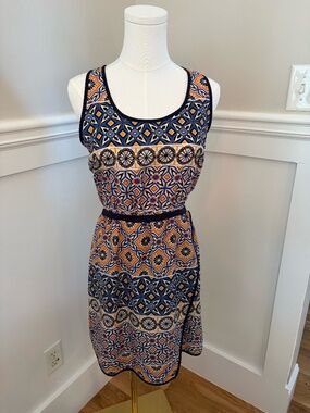 Bar III Printed Sleeveless Dress XS Geometric Pattern Elastic Waist Summer